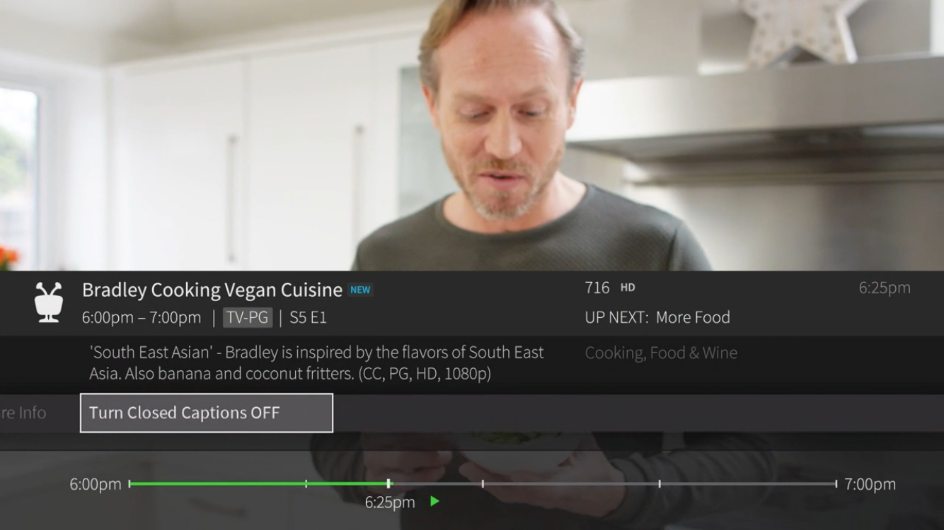 Closed Captions Option in menu